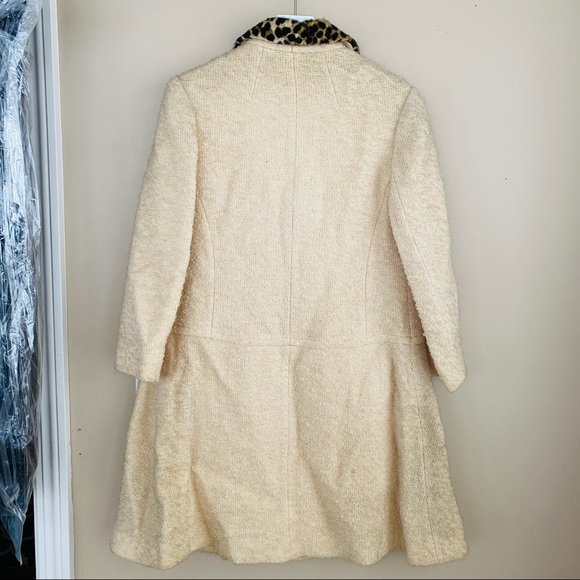 1966 Vintage Wool Wedding Coat w/Animal Print Faux Fur Collar - Picture 6 of 10